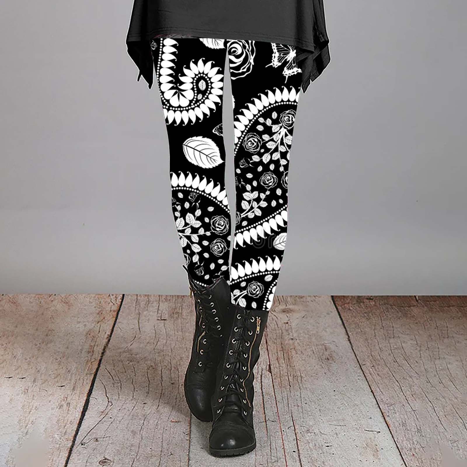 Baqcunre Autumn And Winter Leggings Artistic Splash Printed Soft Stretchy Pants Christmas