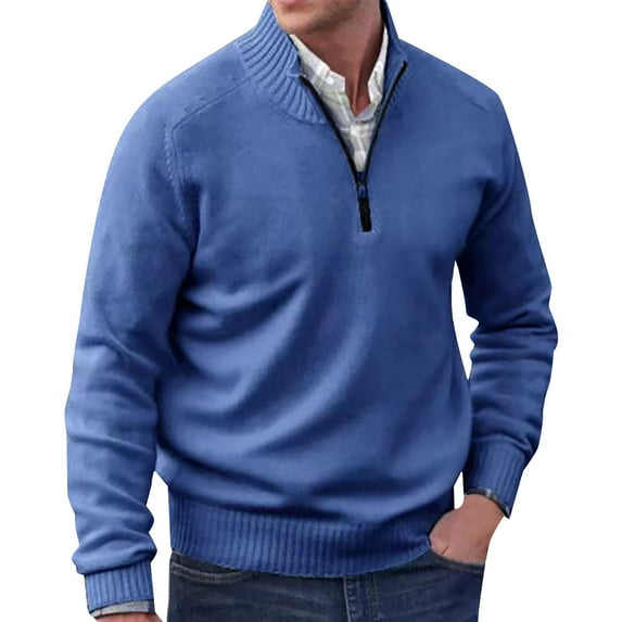 Baqcunre Autumn Men's Solid Color Casual Loose V Neck Tight Pullover Sweater,L,Mens Sweaters And Pullovers,Mens Sweater,Long Sleeve Shirts For Men,Mens Clothes,Mens Fashion,Blue1