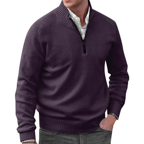 Baqcunre Autumn Men's Solid Color Casual Loose V Neck Tight Pullover Sweater,3XL,Mens Sweaters And Pullovers,Mens Sweater,Long Sleeve Shirts For Men,Mens Clothes,Mens Fashion,Purple2