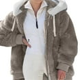 thumbnail image 1 of Baqcunre Autumn And Winter New Casual Fashion Loose Plush Zipper Hooded Coat Womens Coats Fleece Jacket Women Winter Jackets For Women,Women Clothing Coats For Women,Color Dark Gray,Size M, 1 of 4
