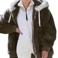 thumbnail image 1 of Baqcunre Autumn And Winter New Casual Fashion Loose Plush Zipper Hooded Coat Womens Coats Fleece Jacket Women Winter Jackets For Women,Women Clothing Coats For Women,Color Army Green,Size 5XL, 1 of 4