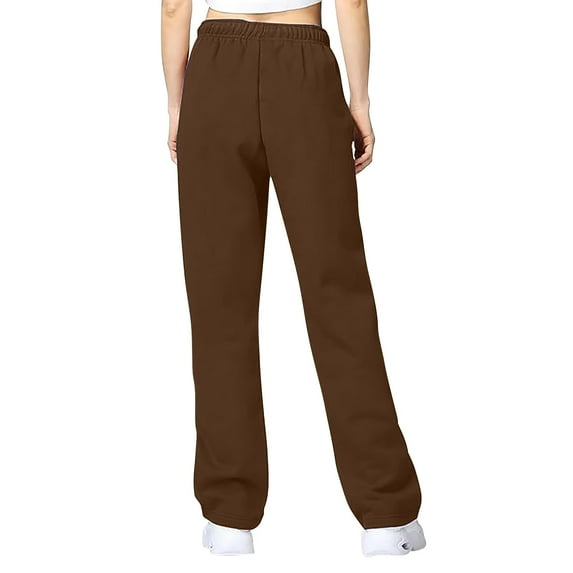 Baqcunre Autumn And Winter Solid Color Sports Pants Casual Loose Drawstring Pockets Wide Straight Pants Pants For Women Casual Pants For Women Sweatpants Women,Women'S Pants,Color Brown,Size S