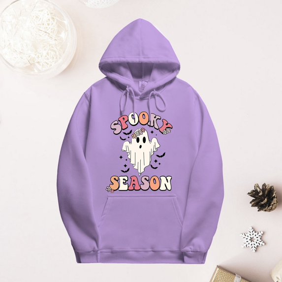 Baqcunre Baqcunre Hoodie for Women Cute Print Sweatshirt Casual Long Sleeve Crew Neck Sweatshirt for Fall & Winter Women's Clothing Purple M