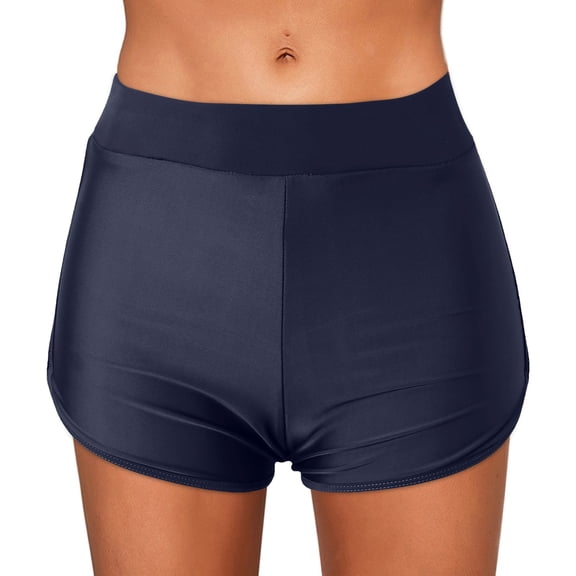 Baqcunre Beach Shorts Swim High Swim Running Bottoms Shorts Swimwear Briefs Waist Tankinis Set Bathing Suit For Women Swim Shorts Women Swimsuit For Women 2023 Shorts For Women,Dark blue,L