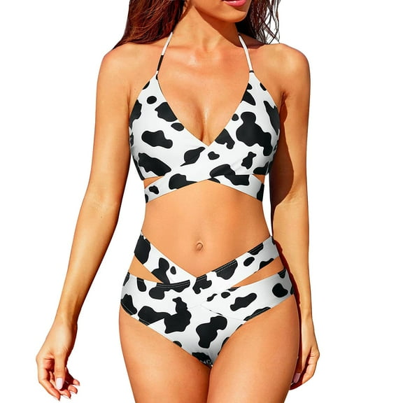 Baqcunre Bikinis Set, Two Piece Bikini Sets for Women High Waisted Bikini Swimsuit Wrap Bathing Suit White S