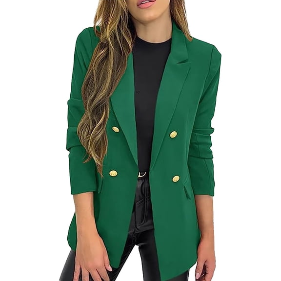 Baqcunre Blazer For Women 2023 New Small Suit Jacket Women's Casual Long Sleeve Lapel Button Coat In A Solid Color Womens Jacket Womens Fall Fashion 2023 Green XL