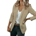 thumbnail image 1 of Baqcunre Blazers For Women Women'S Casual Solid Color Loose Long Sleeve Fashion Cardigan Coat Business Casual Clothes For Women Womens Fall Fashion 2023 Khaki L, 1 of 6
