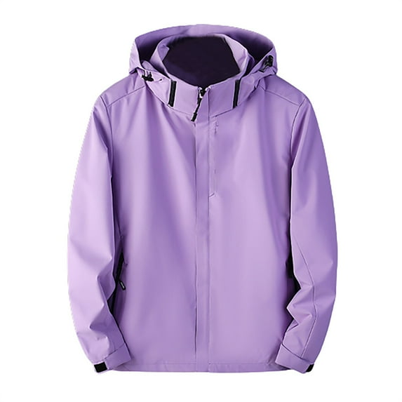 Baqcunre Blazers For Women Women'S Fall And Winter Zipper Single Layer Hooded Hardshell Rainproof Breathable Outdoor Travel Wearing Jacket Womens Tops Jackets For Women Purple 4XL