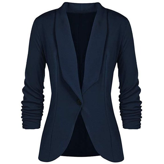 Baqcunre Blazers For Women Women'S Long Sleeved Formal Lapel Jacket Sport Jacket Studio Women'S Business Casual Clothes For Women Fall Clothes For Women 2023 Blue XL