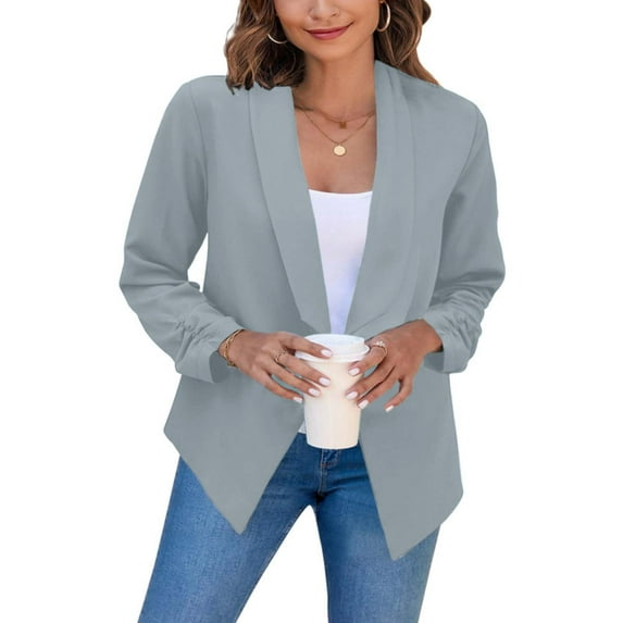 Baqcunre Blazers For Women Women'S Three Quarter Sleeve Suit Jacket Lapel Keep Warm And Slim Loose Fashion Cardigan Coat Business Casual Clothes For Women Fall Outfits For Women 2023 Grey XL