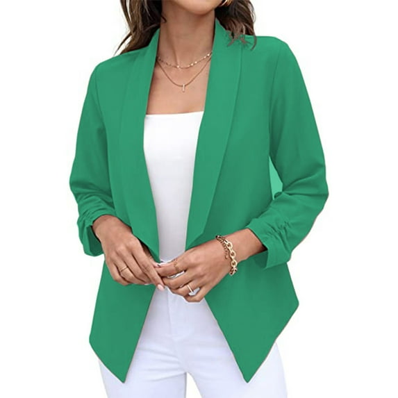 Baqcunre Blazers For Women Women'S Three Quarter Sleeve Suit Jacket Lapel Keep Warm And Slim Loose Fashion Cardigan Coat Business Casual Clothes For Women Fall Outfits For Women 2023 Green M