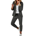 thumbnail image 1 of Baqcunre Blazers for Women Solid Color Blazer Jacket and Capri Pant Two Piece Pantsuit Work Pants Women 2 Piece Sets for Women,Color Dark Gray,Size S-XXL, 1 of 3