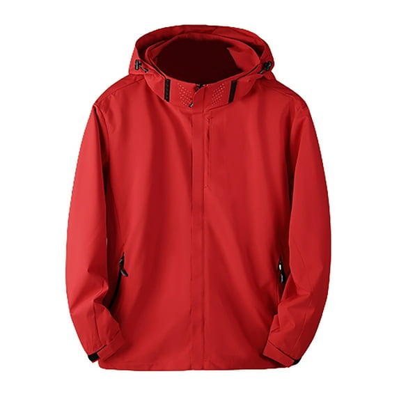 Baqcunre Blazers For Women Women'S Fall And Winter Zipper Single Layer Hooded Hardshell Rainproof Breathable Outdoor Travel Wearing Jacket Womens Tops Jackets For Women Red XXL