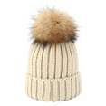 thumbnail image 1 of Baqcunre Bomber Hats, Winter Hats Autumn And Winter Knitted Hat Color Warm And Comfortable Ski Adjustable Men And Women Bowler Hat Beige One Size, 1 of 4