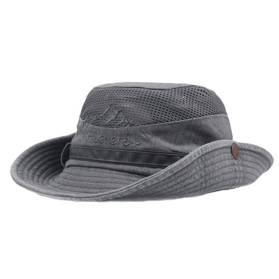 Baqcunre Bucket Hat Sun Beach Fishing Cap Mens Cotton Embroidery Visor Mesh Bucket Hats Fisherman Hat Outdoor Climbing Cab Hat For Men Women Grey