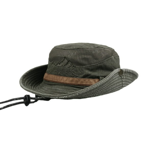 Baqcunre Bucket Hat Sun Beach Fishing Cap Mens Cotton Embroidery Visor Mesh Bucket Hats Fisherman Hat Outdoor Climbing Cab Hat For Men Women Army Green