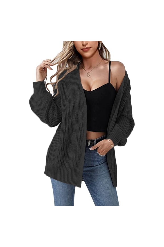 Cardigan Sweaters For Women Lightweight Women's Loose Version Close Sleeve Coarse Knit Sweater Cardigan Fleece Jacket Womens Fall Fashion 2023 Black XL
