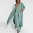 thumbnail image 1 of Baqcunre Cardigan For Women Women'S Summer Casual Solid Color Long Sleeved Vent Maxi Loose Cardigan Boho Beach Long Sundress With Long Overcoat Jackets For Women Fall Outfits For Women 2023 Blue L, 1 of 8
