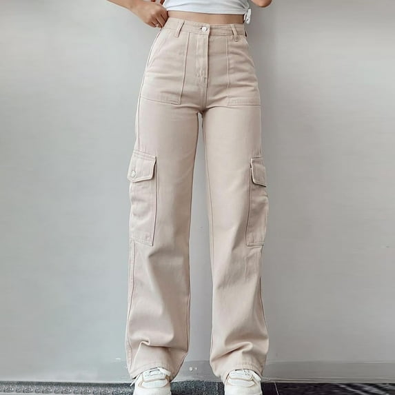Baqcunre Cargo Pants Women,Women's New Summer Casual Mid Waist Stereoscopic Pocket Trousers With Waist Closed Cargo Pants,Women'S Pants,Wide Leg Pants Woman,Pants For Women,Womens Clothes,Pink,M