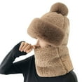 thumbnail image 1 of Baqcunre Balaclava Women,Women Windproof Scarf Hat Winter Warm Scarf Hat Set Soft Knitted Plush Hat Khaki, 1 of 4