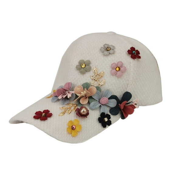 Baqcunre Baseball Cap, Dropshipping Empty Top Sun Hat Female Summer Peaked Cap Casual Wild Knitted Flower Sun Hat, Womens Baseball Caps, Sun Hats for Women