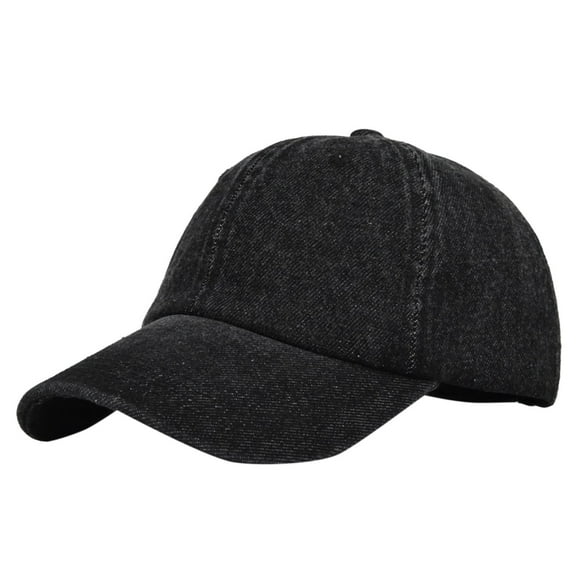 Baqcunre Visors for Women,Mens And Womens Denim Old Destroyed Peaked Cap Solid Color Cap Black