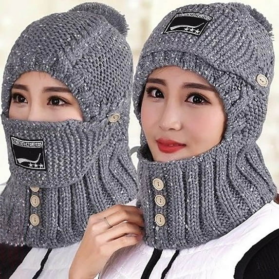 Baqcunre Beanies Hats Men, 2 In 1 Scarf Knitted Hat Knitted Hat with Ear Protectors Outdoor Riding Elastic Warm Ear Knitted Hat, Beanie for Women, Baby Beanie
