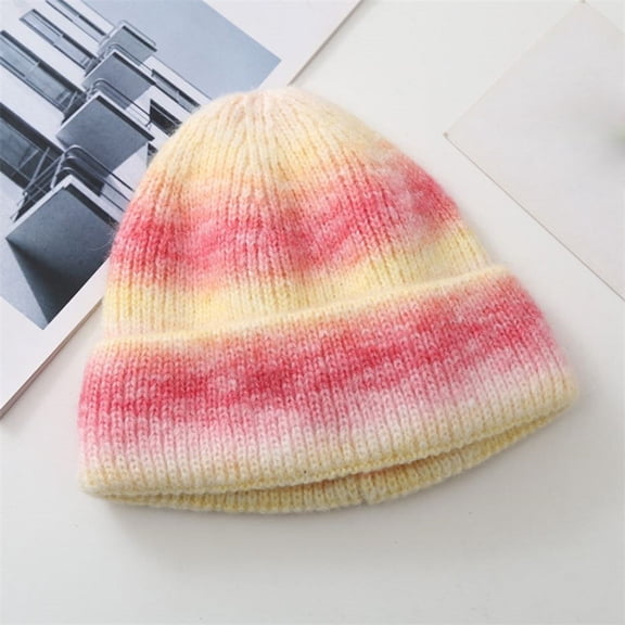 Baqcunre Beanies Hats Men, Women Winter Thicken Windproof Rainbow Embroidery Knitted Winter Fashion Hats Raccoon Warm Outdoor Ski Cap Trim Hat Tie Dye Cap with Fleece, Beanie for Women, ,