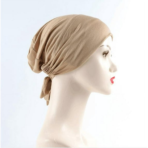 Baqcunre Beanies Hats Men, Women's Muslim Elastic Band Ethnic Hijab Solid Color Adjustable Small Cap Tube Cap Wrapped Turban Cap Lace Up, Beanie for Women, Baby Beanie