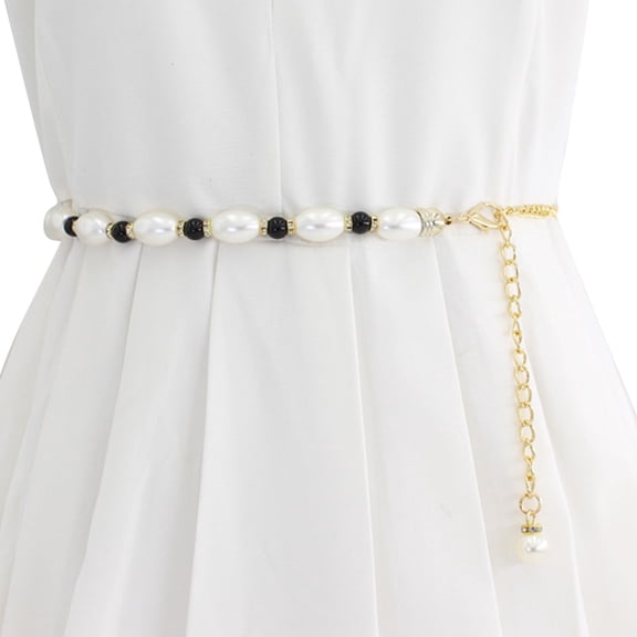 Baqcunre Clearance! Belts for Women, Women Rhinestone Inlay Hook Adjustment Pearl Waist Chain Decorative Dress Waist Small Fragrance Thin Belt Sweet Chain, Womens Belt, Western Belts for Woman