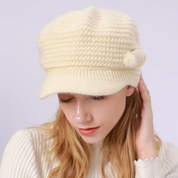 Baqcunre Beret Hats for Women, Winter Warm Knitted Plain Dyed Colorful Hat Letter Charm Custom Knit Hat for Women, French Beret Hats for Women, Black Beret