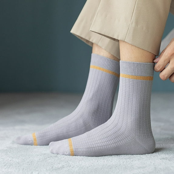Baqcunre Clearance! Crew Socks for Women, 1 Pairs Male Casual Striped Socks Solid Breathable Middle Socks, White Socks Women Crew, Womens Crew Socks Size