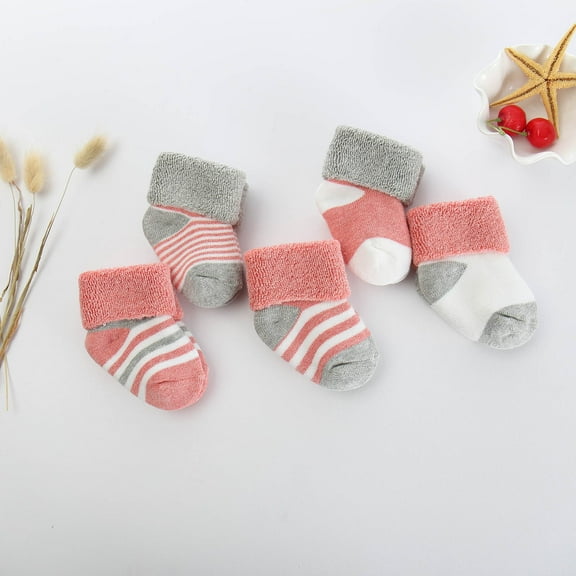 Baqcunre Crew Socks for Women, Baby Autumn And Winter Fashion Cartoon Cotton Terry Kids Socks 5 Pairs Set, Grip Socks, Mens Dress Socks