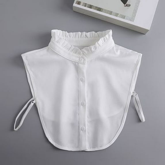 Baqcunre Detachable Collar, Women Solid Ruffle Detachable Blouse with False Collar Half Elastic Waist Shirt Collar, Ties for Men, ,