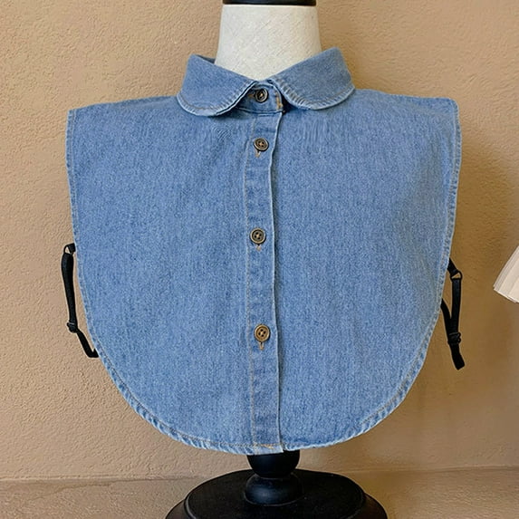 Baqcunre Detachable Collar, Women Solid Ruffle Jeans Detachable Blouse with False Collar Half Elastic Waist Shirt Collar, Ties for Men, ,
