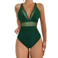 thumbnail image 1 of Baqcunre Fashion-Forward Split Flower Print Swimsuit - Large Cutouts for Summer Beach, 1 Pc Swimsuit Army Green L, 1 of 5