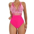 thumbnail image 1 of Baqcunre Fashion-Forward Split Flower Print Swimsuit - Large Cutouts for Summer Beach, 1 Pc Swimsuit Hot Pink L, 1 of 7