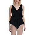 thumbnail image 1 of Baqcunre Full Coverage Retro Swim Dress: Women's Ruffle Tummy Bathing Suit for Elegance, 1 Pc Swimsuit Black 2XL, 1 of 5