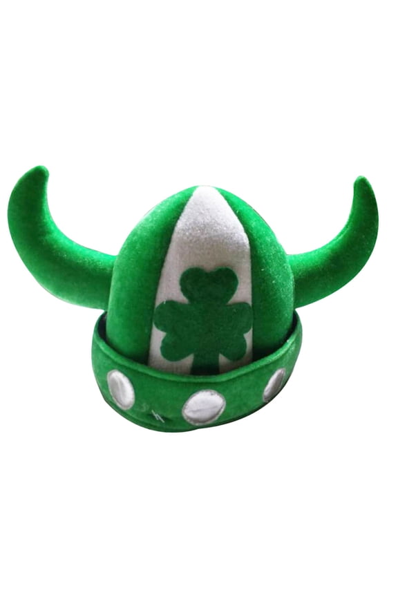 Funny Hat, Irish St. Pa'S Unisex Green And White Striped Horn Hat Green One Size