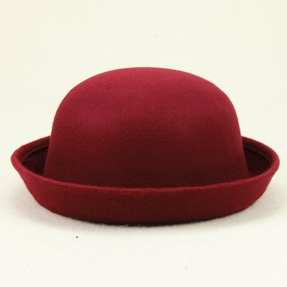 Baqcunre Clearance! Hats for Women, Elegant Adults Solid Hat Roll Up Brim Panama Bowler Hat Bucket Hat Mens Womens Classic Wool Round Bowler Hats Cap,