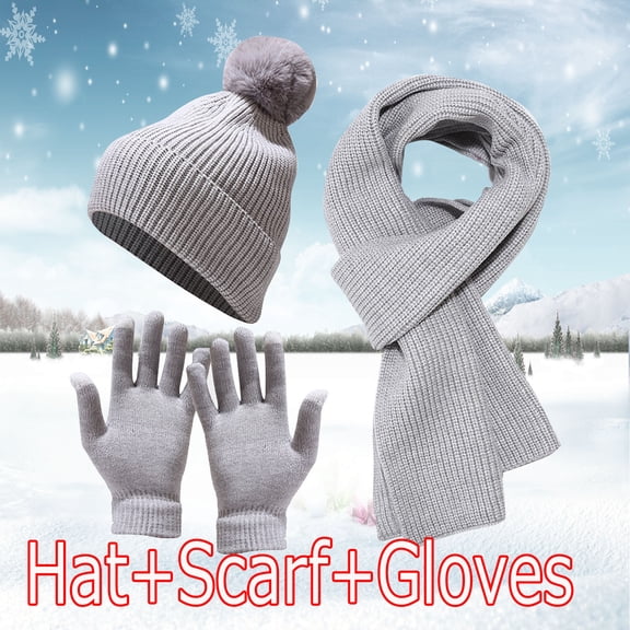 Baqcunre Hats for Women, Hat Men Knitted Sets Winter Warm Hat Knit Windproof Adult Scarf Skiing Women Gloves Cycling Baseball Caps,