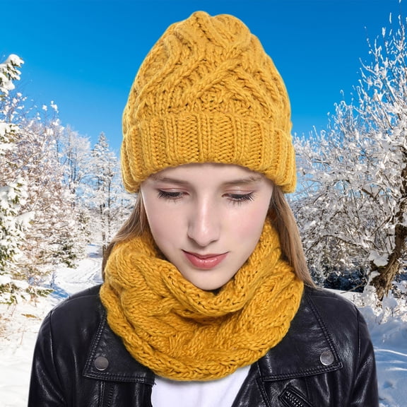Baqcunre Clearance! Hats for Women, Women's Hat Knit Cap Scarves Slouchy with Circle Snow Winter Baseball Caps,