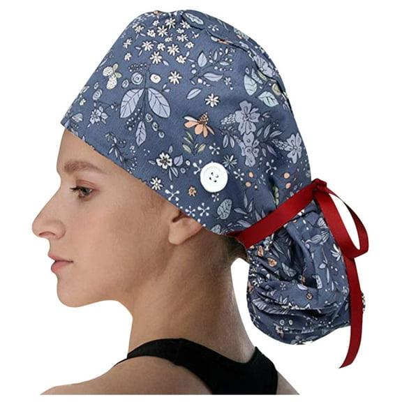 Baqcunre Hats for Women, for with Buttons Womens Bouffant Hat Cap Mens And Scrub with Sweatband Baseball Caps,