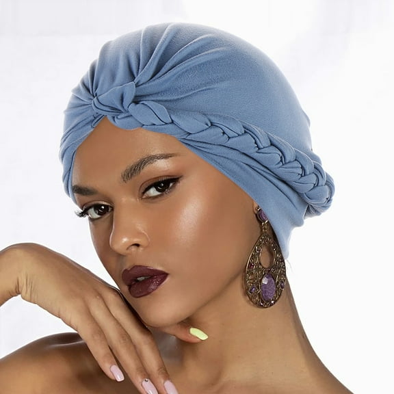 Baqcunre Headbands for Women, Head Hat Cap Ethnic Cover Wrap Turban Ladies Multicolor Side Braid Hijab Hat Solid Color Baotou Muslim Hat, Bandanas for Women, Bandanas for Men