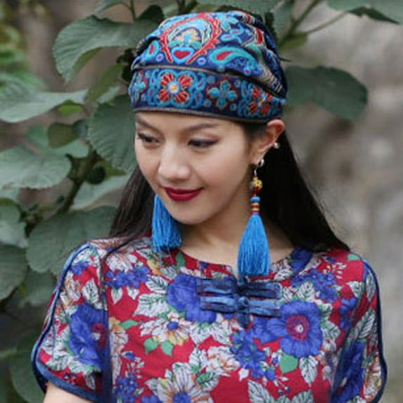 Baqcunre Headbands for Women, Women Flowers Vintage Hat Ethnic Mexican Bandanas Embroidery Print Red Baseball Caps, Bandanas for Women, Bandanas for Men