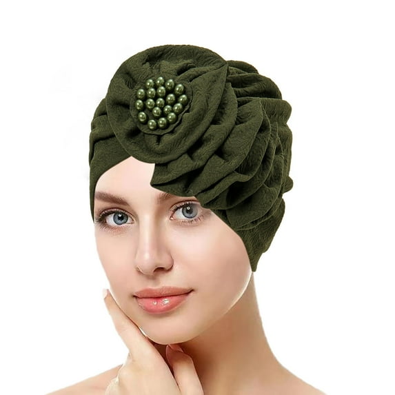 Baqcunre Headbands for Women, Women's Eid Al Fitr Season Flower Solid Color Wrinkled Long Strip Single Side Sticker Headscarf Hat Muslim Headscarf, Bandanas for Women, Bandanas for Men