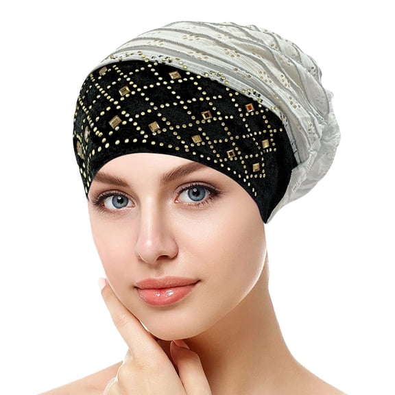 Baqcunre Clearance! Headbands for Women, Womens Fashionable Retro Hot Diamond Graphic Cut Out Patchwork Hood Cap, Bandanas for Women, Bandanas for Men