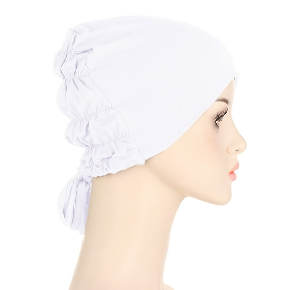 Baqcunre Clearance! Headbands for Women, Womens Reversible Adjustable Beading Braid Hat Muslim Ruffle Wrap Cap Sleep Caps Satin Lined Hair Bonnets, Bandanas for Women, Bandanas for Men