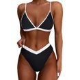 thumbnail image 1 of Baqcunre High-Cut & High-Waisted Bikini Sets for Women: Seductive Two-Piece Swimwear, 1 Pc Swimsuit Black 2XL, 1 of 6