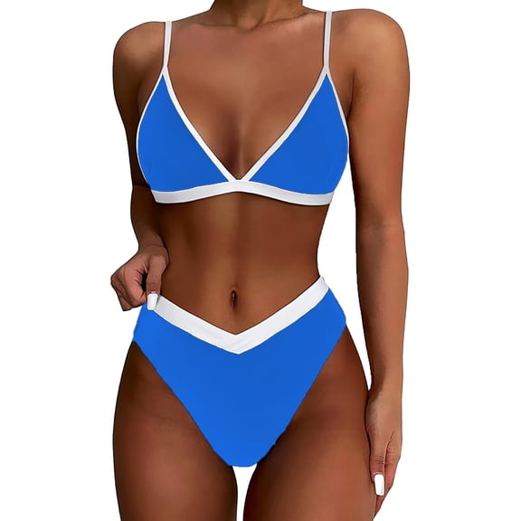 Baqcunre High-Cut & High-Waisted Bikini Sets for Women: Seductive Two-Piece Swimwear, 1 Pc Swimsuit Blue S